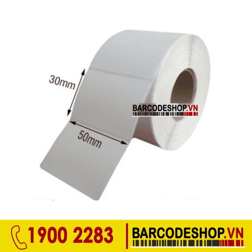 Giấy in nhiệt tem cân điện tử 50x30mm cuộn 30m