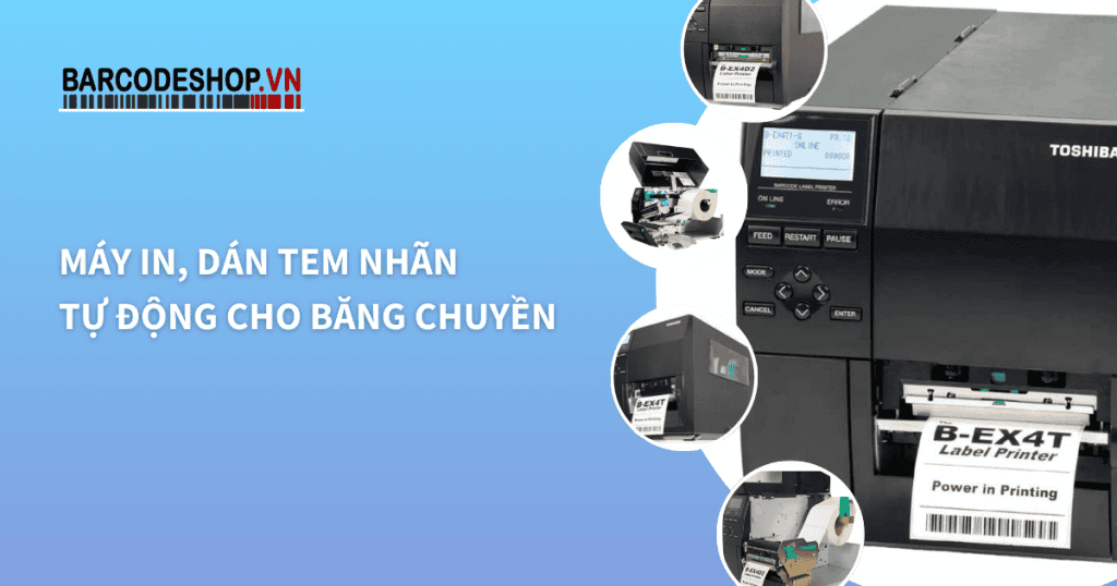 Máy in, dán tem nhãn tự động cho băng chuyền